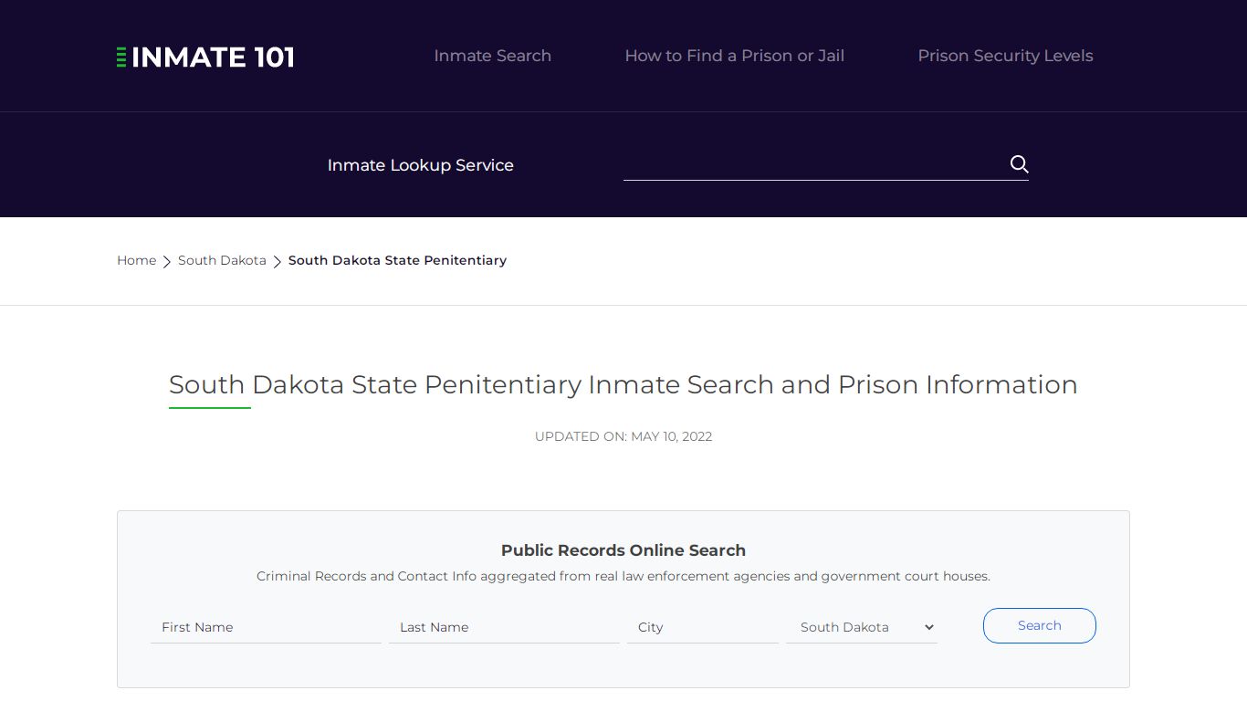 South Dakota State Penitentiary Inmate Search, Visitation ...