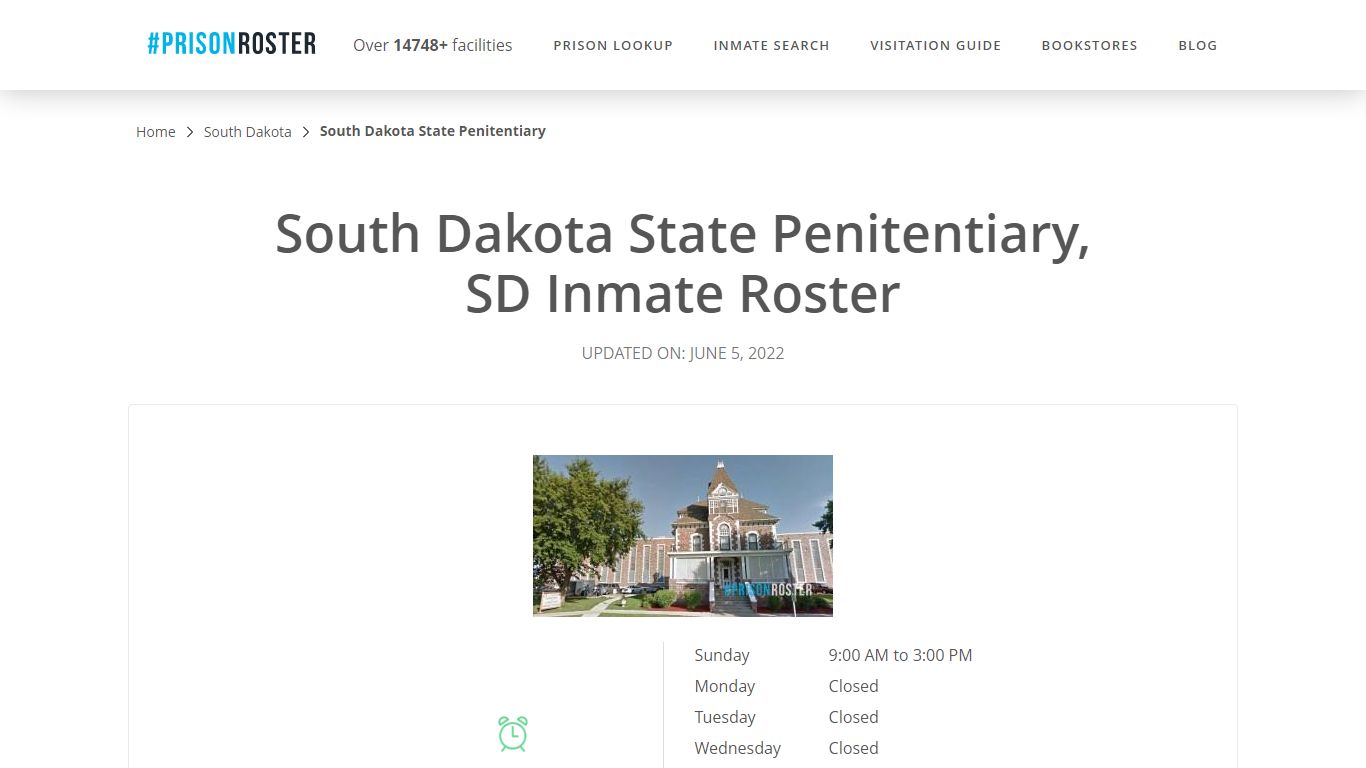 South Dakota State Penitentiary, SD Inmate Roster